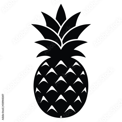Stylish Black and White Pineapple Illustration Tropical Fruit Design