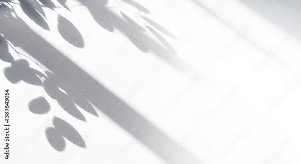 Obraz premium shadow overlay effects of realistic window and tree branch shadow with light blur on transparent background,Summer sunlight and shadow overlay effect 