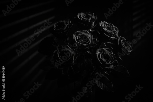 Dark Floral Arrangement With Black Roses Captured in Moody Lighting