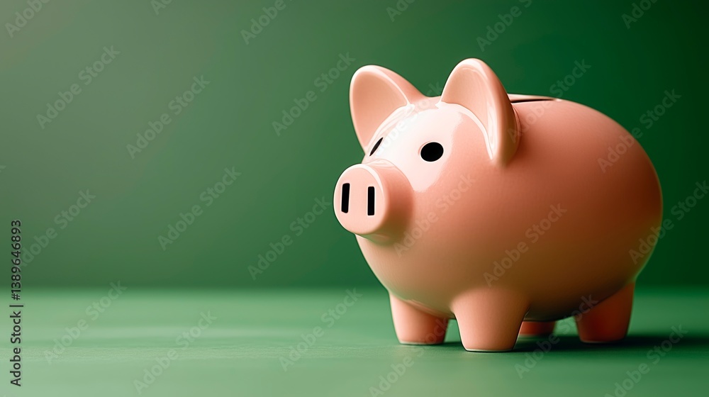 Pink piggy bank on a green surface, symbolizing financial savings and investment opportunities Pink piggy bank on a green surface, symbolizing financial savings and investment opportunities