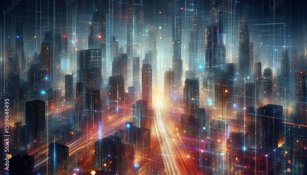 Obraz premium Abstract Urban Night Radiance