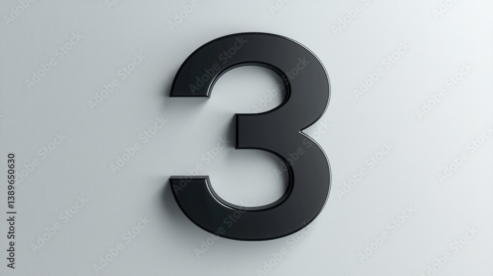 Abstract Black Number Three Against Light Background Texture Abstract Black Number Three Against Light Background Texture