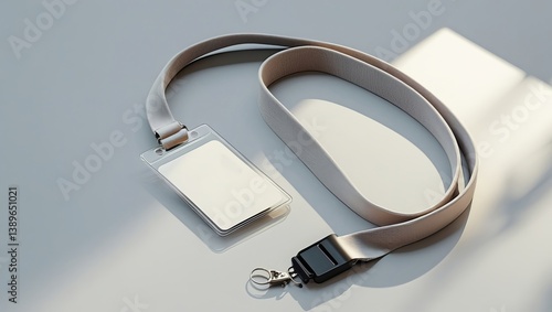 Minimalist 3D Realistic Lanyard and Name Badge Mockup