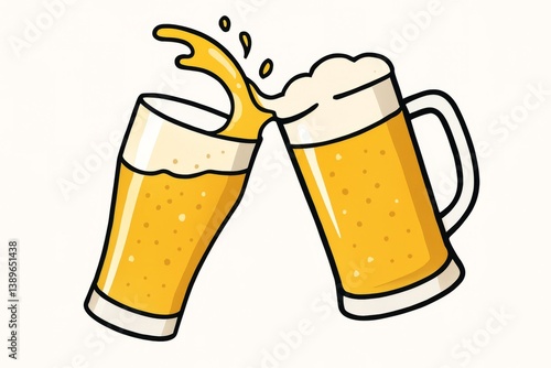 Cheers to Friendship With Two Glasses of Beer Clinking Together in Celebration
