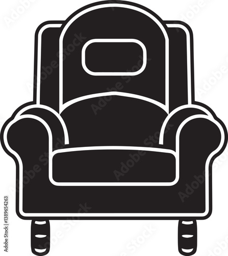 armchair icon linear black on white background
