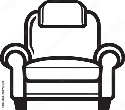 armchair icon linear black on white background