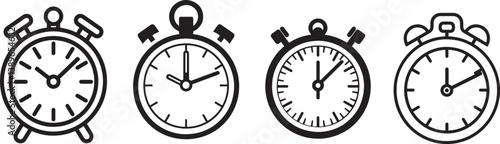 Stopwatch icon linear black on white background