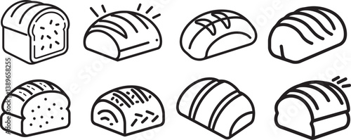 Bread icon linear black on white background