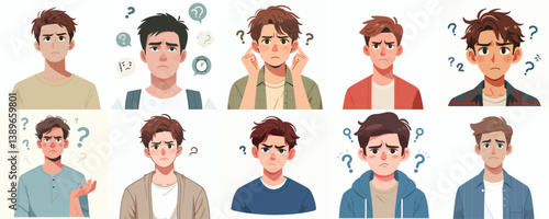 vector of a man with a confused expression