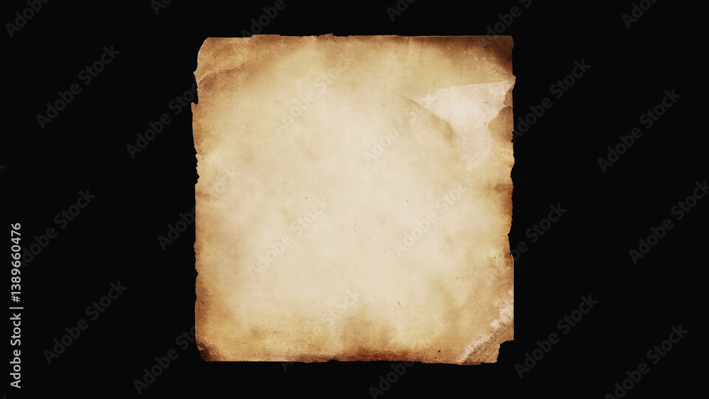 A worn-out piece of paper with a dark background, great for abstract or vintage-themed designs