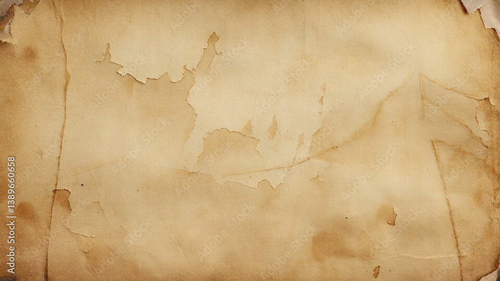 A worn-out piece of paper with faint paint stains, ideal for illustrations and designs