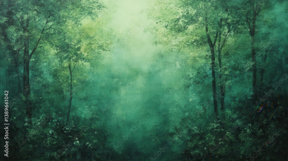 Fototapeta premium Deep green blurred garden. Generative AI
