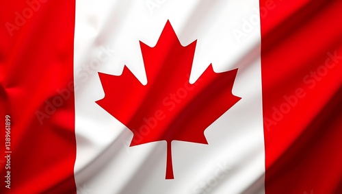Canada s flag a vibrant red maple leaf on white billowing proudly