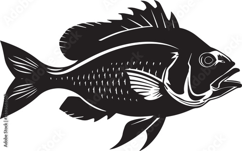 snapper fish silhouette vector black on white background