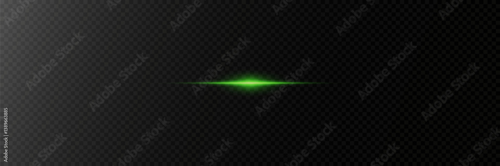 Green light horizontal lines of light. Laser beam effect. Green light horizontal lines of light. Laser beam effect.