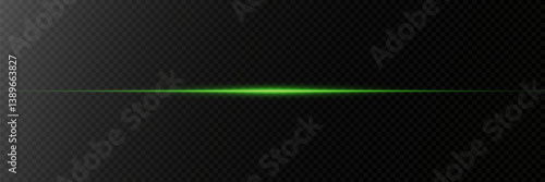 Green light horizontal lines of light. Laser beam effect.