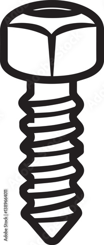 metal screw icon linear black on white background