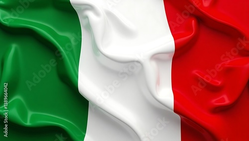 Obraz na plátně Italian flag waving proudly vibrant green white red silky texture