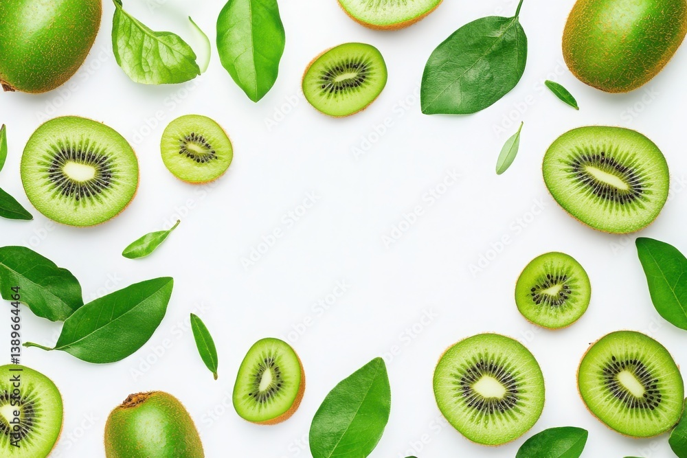 Fototapeta premium Delicious slices kiwi fruits isolated on white background