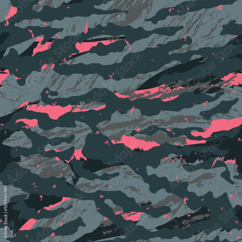 Vector seamless camo tiger stripe army fatigue pattern design