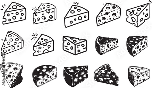 Cheese icon linear black on white background