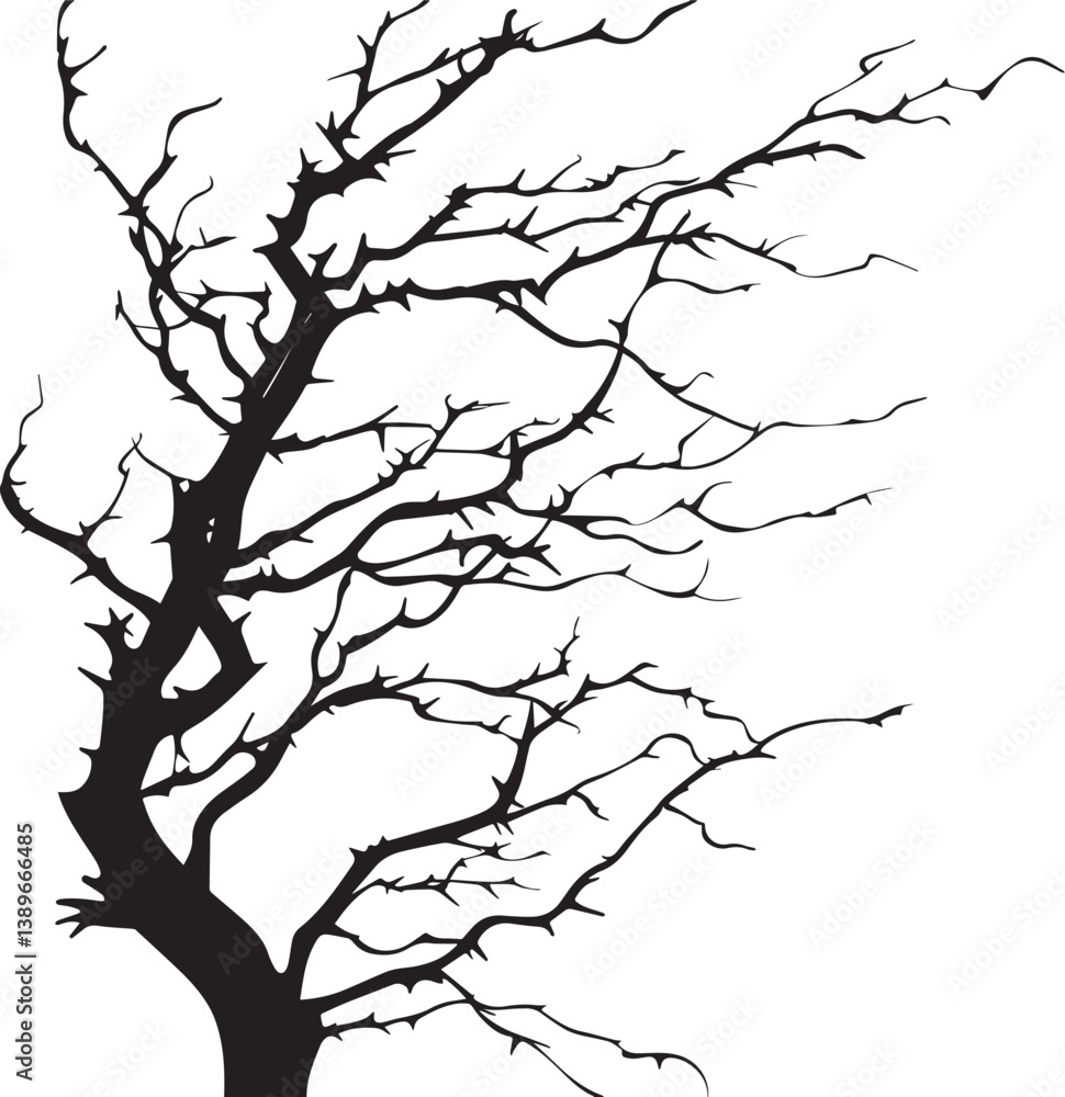 Obraz premium Wood Twig silhouette vector black on white background