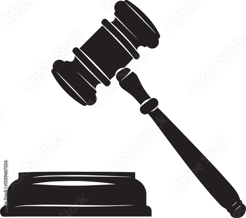 gavel silhouette vector black on white background