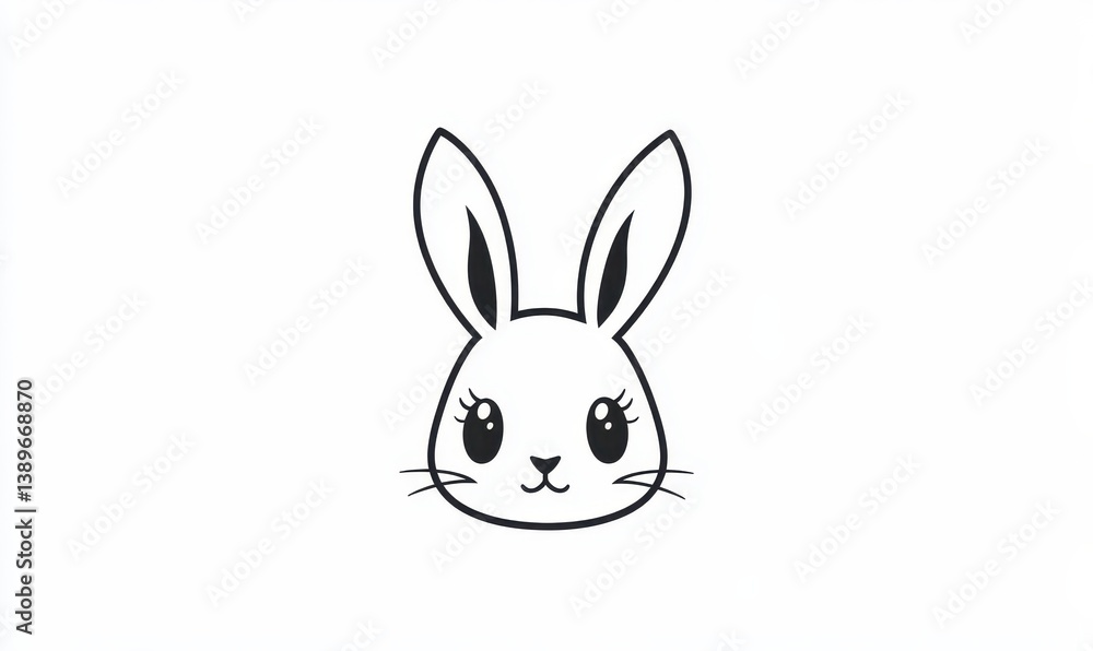 Minimalistic cute cartoon bunny on a neutral background for spring celebrations Minimalistic cute cartoon bunny on a neutral background for spring celebrations
