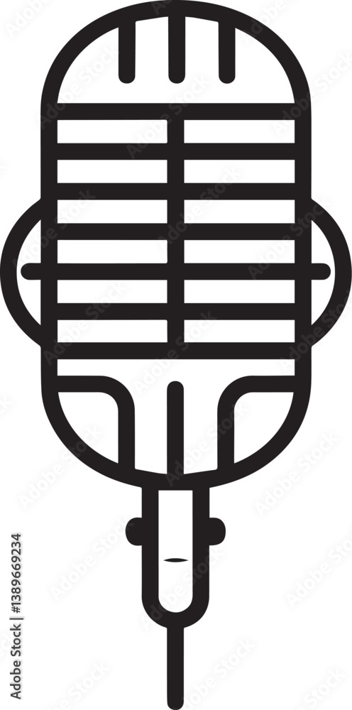 Microphone icon linear black on white background Microphone icon linear black on white background