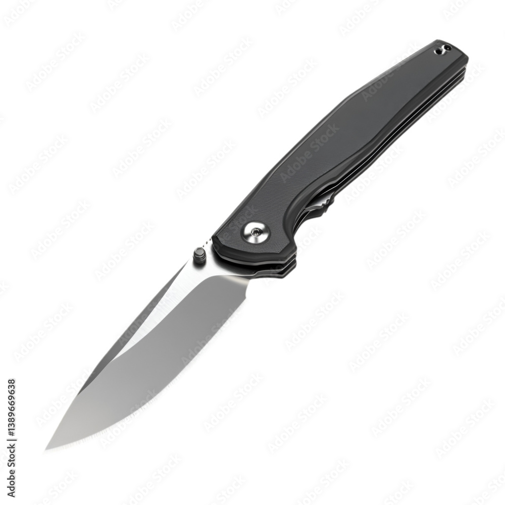 Sleek Black Pocket Knife Sharp Blade Silver Metal Sleek Black Pocket Knife Sharp Blade Silver Metal