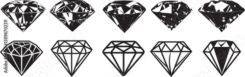 diamond icon linear black on white background