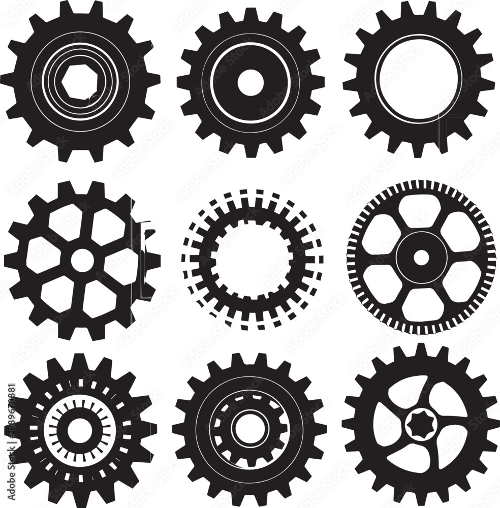 Gear silhouette vector black Gear silhouette vector black