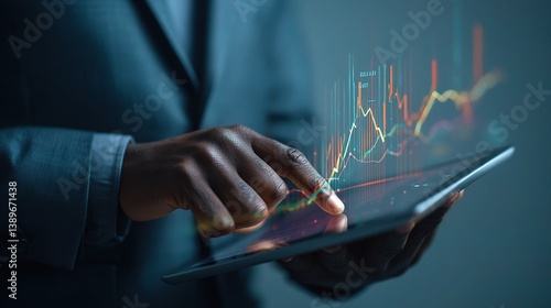 Businessman Using Tablet to Analyze Forex Market Trends Digitally