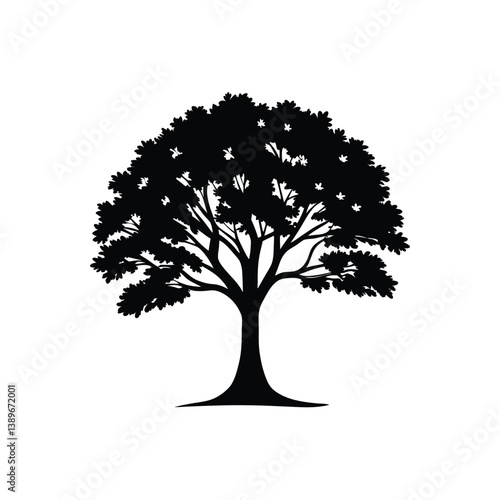 Tree silhouette isolated on a white Background