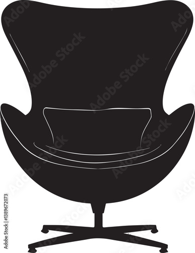 modern armchair silhouette vector black on white background