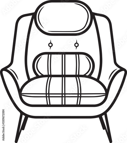 modern armchair icon linear black
