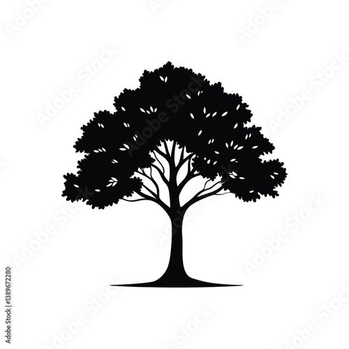 Tree silhouette isolated on a white Background