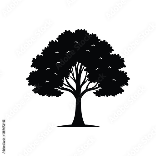 Tree silhouette isolated on a white Background