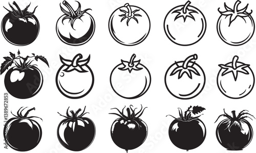Tomato icon linear black on white background