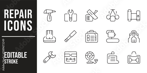 Vector Set of Tools for Equipment Repair and Service