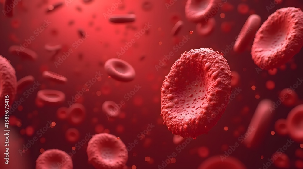 Fototapeta premium Microscopic View of Red Blood Cells Flowing in Human Bloodstream