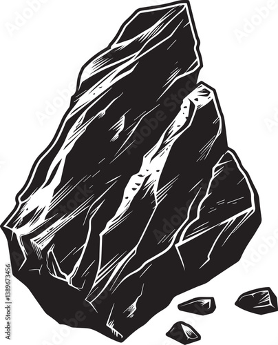 Stone or limestone and shale icon linear black