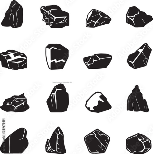 Stone or limestone and shale icon linear black