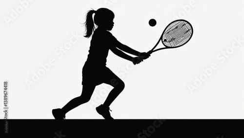 A young woman holding a tennis racket in a dark or dimly lit background