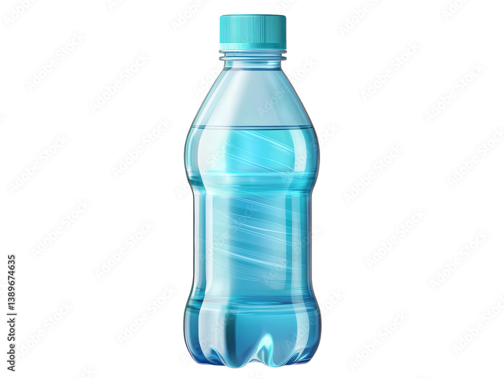 3D Illustration Of A Transparent Water Bottle With A Blue Cap On Black Background 3D Illustration Of A Transparent Water Bottle With A Blue Cap On Black Background