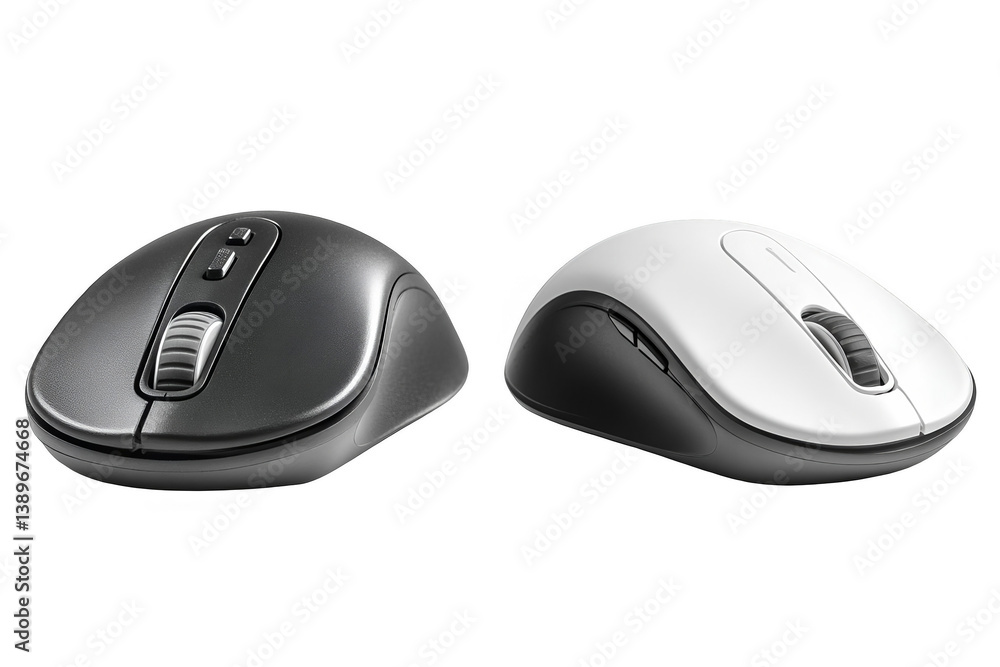 3D Illustration Of Black And White Wireless Mouse On Isolated Background 3D Illustration Of Black And White Wireless Mouse On Isolated Background