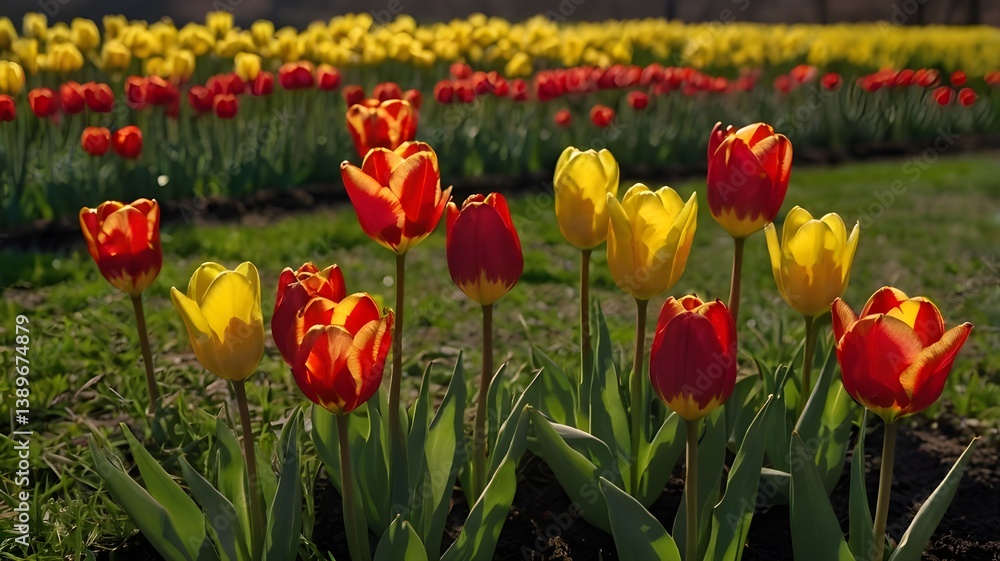 Fototapeta premium red and yellow tulips