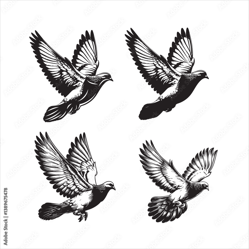 Obraz premium Pigeons flying vector