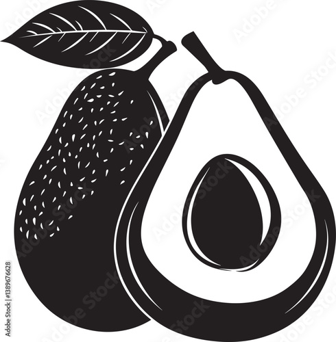 Avocado silhouette vector black