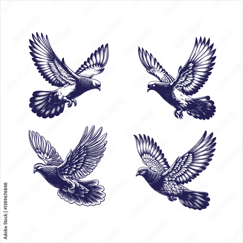 Obraz premium Pigeons flying vector